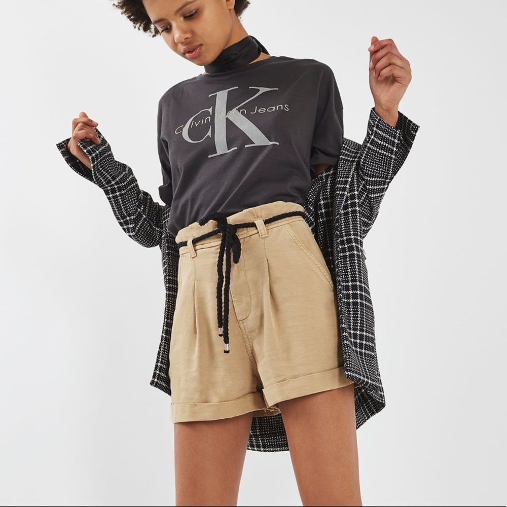 Topshop Sand Paper Bag Shorts